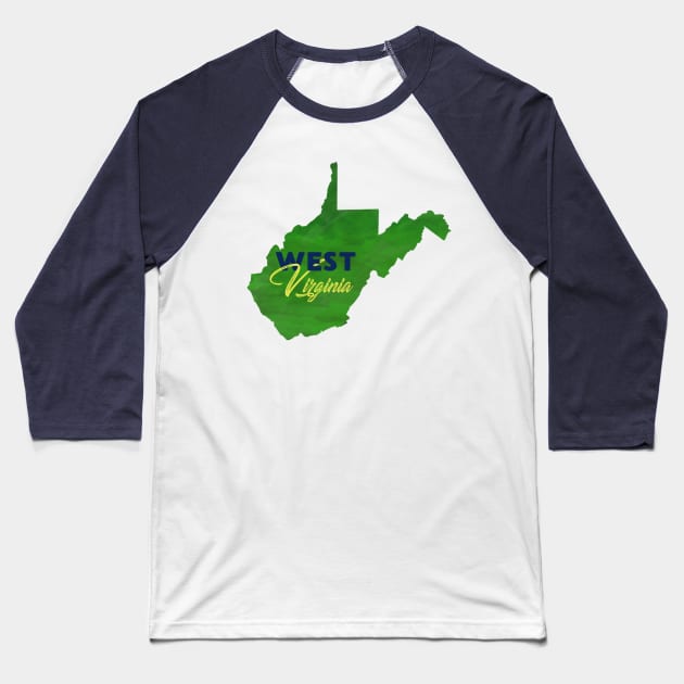 The State of West Virginia - Watercolor Baseball T-Shirt by loudestkitten